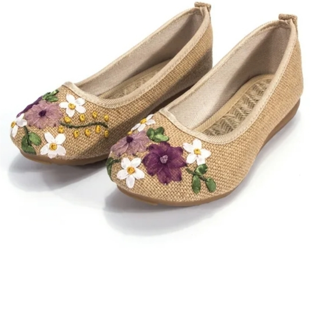 LELINTA Women's 6/6.5 USShoes Floral Loafers Shoes Slip On Round Toe Ballet Flat - Picture 2 of 13